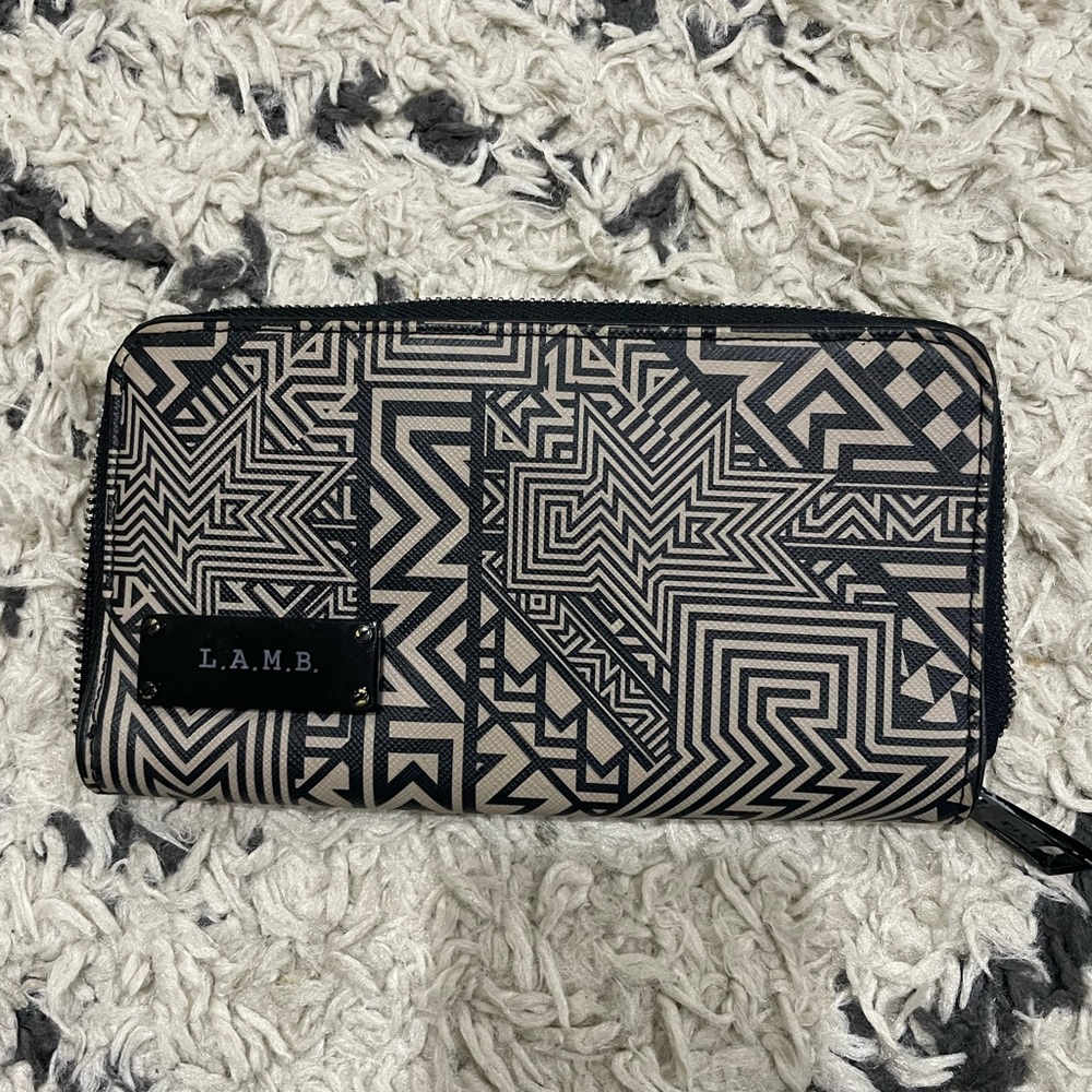 L.A.M.B. Black and Tan Graphic Wallet